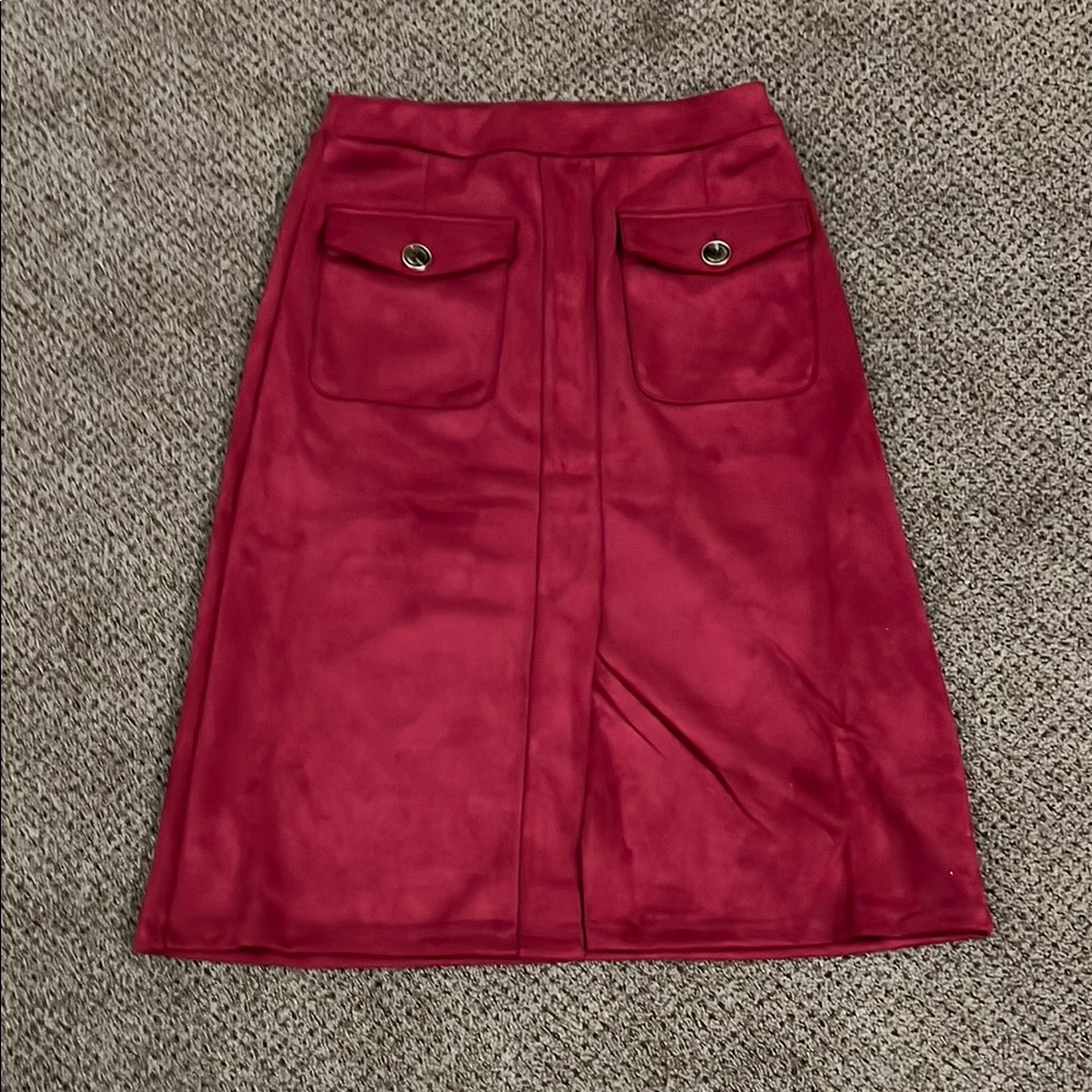 NWTMarc New York Elegant Red A-line Skirt, stretchy waist, great pocket details.